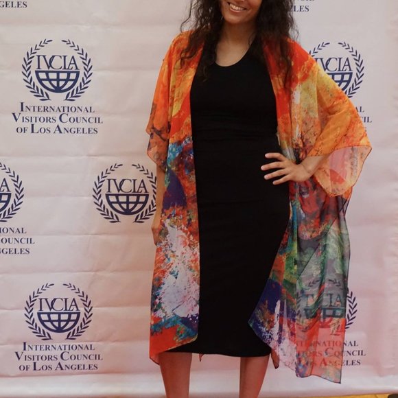 NWT Sheer Wrap, Tunisian Mosaic by Noora Elkoussy for Shop Vida SIZE-REGULAR - Picture 7 of 8